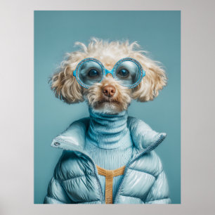 Poster Cachorro da Moda com Roupa Azul