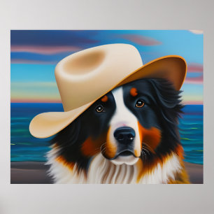 Poster Cachorro Da Montanha Bernese Na Praia