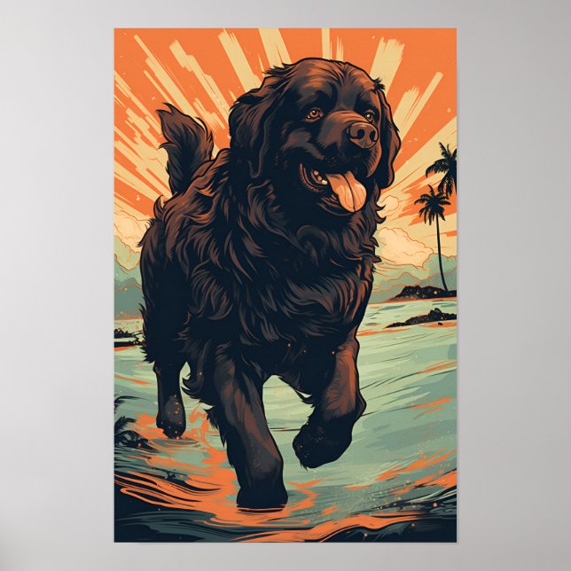 Poster Cachorro da Terra Nova na praia (Frente)