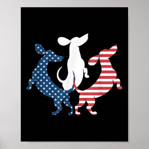 Poster Cachorro Dachshund 4 De Julho Patriótico Americano