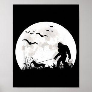 Poster Cachorro Dachshund Andando Pé Grande Lua Sasquatch