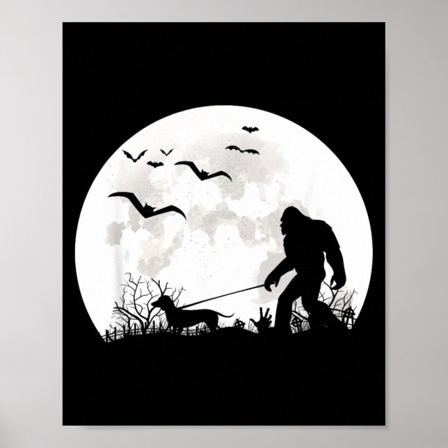 Poster Cachorro Dachshund Andando Pé Grande Lua Sasquatch (Frente)