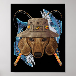 Poster Cachorro Dachshund Pescaria Cachorro Pescador Fofo