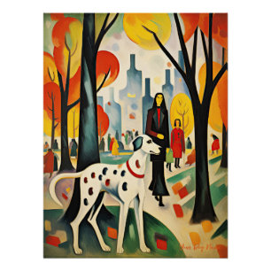 Póster Cachorro Dalmaciano caminhando no parque 02 - Made