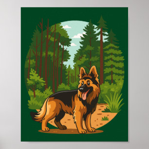 Poster Cachorro de Aventura na Floresta Pastor Alemão