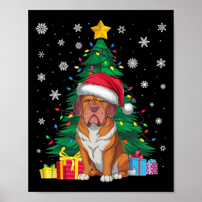 Poster Cachorro De Bordeaux Cachorro Leve Da Árvore De Xm (Frente)