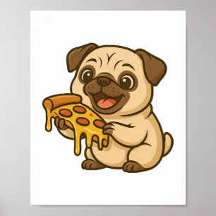 Poster Cachorro de desenho animado engraçado pug fofo com