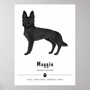 Poster Cachorro de desenho animado pastor alemão preto co