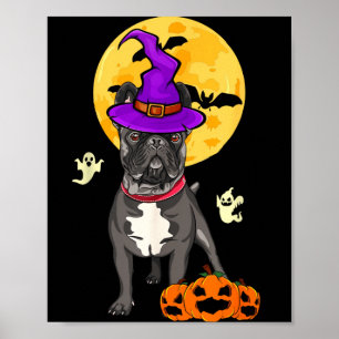 Poster Cachorro de Fantasia de Bruxa de Halloween Bulldog
