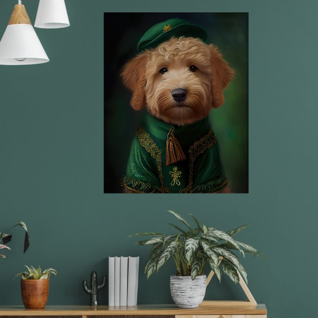 Poster Cachorro de Goldendoodle na Rua. Vestido do Dia de (Sala de Estar 1)