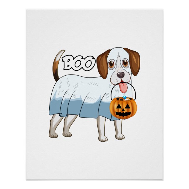 Póster Cachorro de Halloween Beagle Fantasma (Frente)