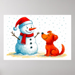 Poster Cachorro de história em quadrinhos em aquarela com