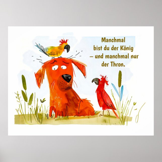 Poster Cachorro de história em quadrinhos em aquarela com (Frente)