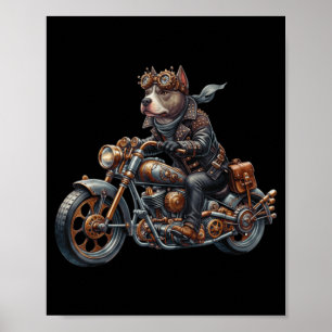 Poster Cachorro de Motoqueiro Steampunk Legal Vintage