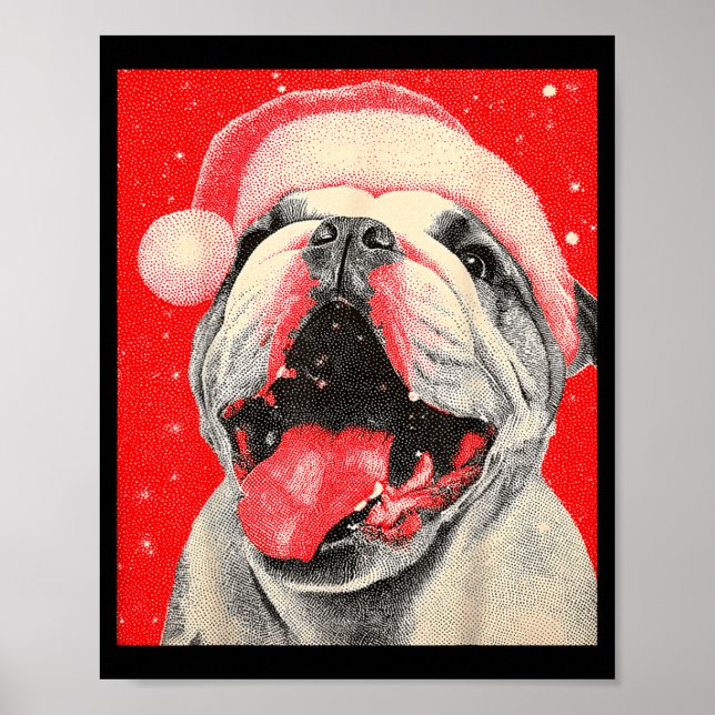 Poster Cachorro de Natal Bulldog de Natal  (Frente)