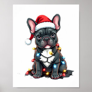 Poster Cachorro de Natal Bulldog Francês Natal Frenchie 3
