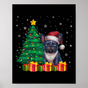 Poster Cachorro de Natal do Santa Hat, Bulldog Francês Fe