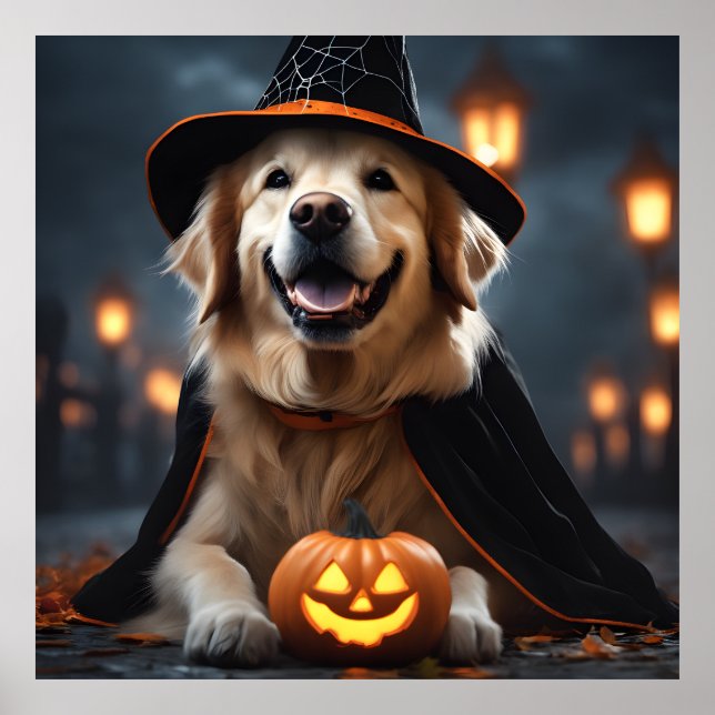 Poster Cachorro de Ouro de Halloween Cachorro de outubro (Frente)