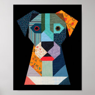 Poster Cachorro De Padrões De Inclinação Para Quilter Sew
