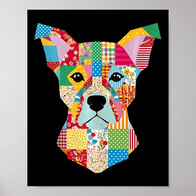 Poster Cachorro De Padrões De Inclinação Para Quilter Sew (Frente)