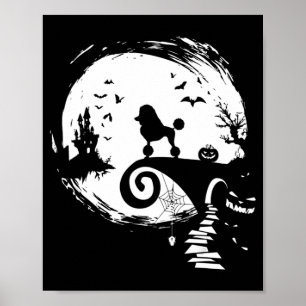 Poster Cachorro De Poodle E Cachorro De Lua No Halloween