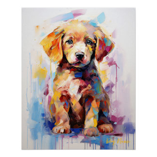 Póster Cachorro de Retriever de Ouro Super Bonito 004 - X