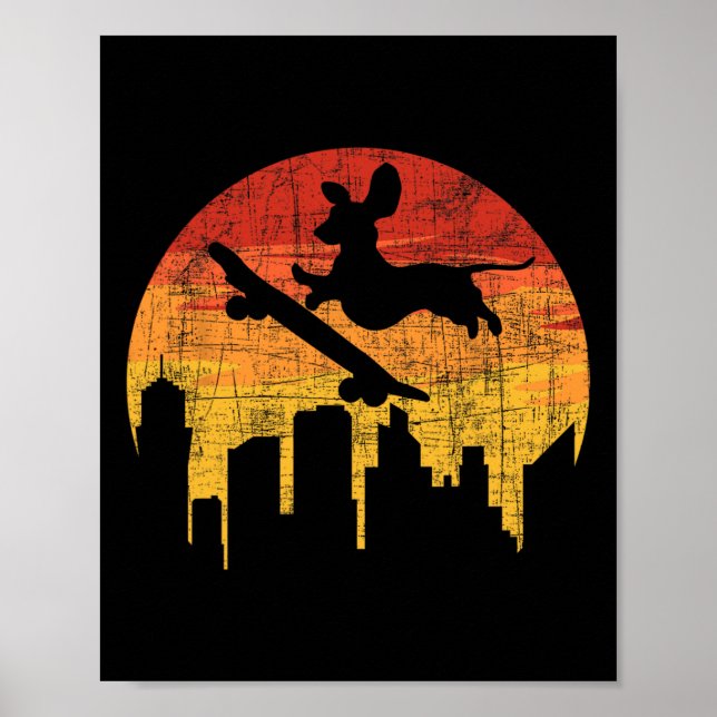 Poster Cachorro de Skate Dachshund - Amante de Cachorro d (Frente)