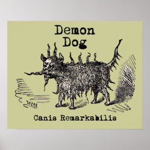 Póster Cachorro Demônio Vintage Engraçado Fofo