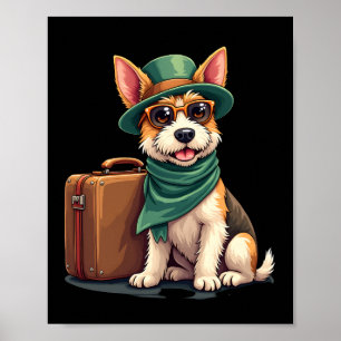 Poster Cachorro Divertido Viajar com Gráfico de Bolsa par