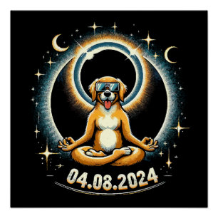 Póster Cachorro do Eclipse Solar de 2024