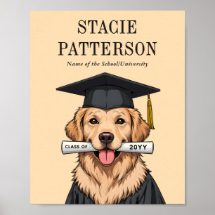 Poster Cachorro do Retriever do Ouro de Graduação Persona
