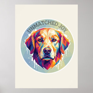 Poster Cachorro Dourado Geométrico - Camiseta Pop-Art Col