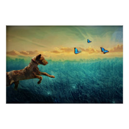 Póster Cachorro E Borboleta