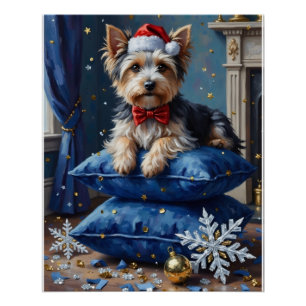 Póster Cachorro Elegante Biewer Terrier Veludo Natal