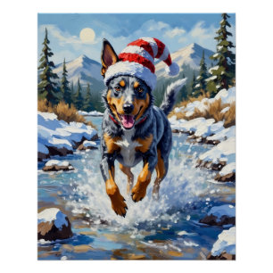 Póster Cachorro Energetico Blue Heeler Rio de Inverno Nat