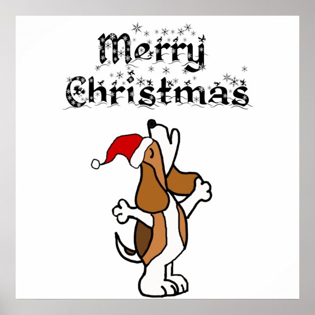 Poster Cachorro Engraçado Cantando Caróis De Natal (Frente)