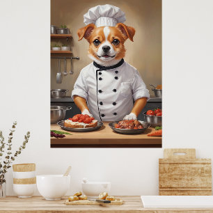 Poster Cachorro Engraçado Chef Comida Pet Boneco