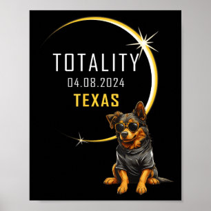 Poster Cachorro engraçado do eclipse solar total do Texas