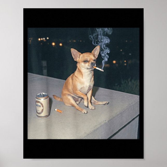 Poster Cachorro engraçado fumando meme de chihuahua cigar (Frente)
