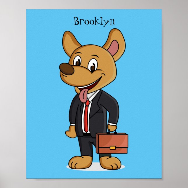 Poster Cachorro engraçado vestindo desenho de terno (Frente)
