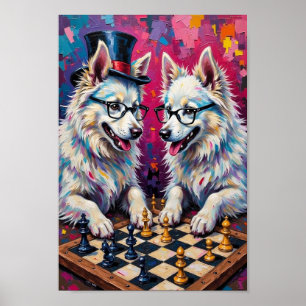 Poster Cachorro Esquimó Americano Xadrez Pop Art, Eskie E