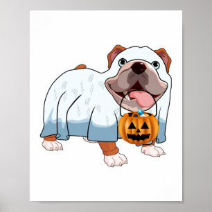 Poster Cachorro Fantasma Bulldog Dia das Bruxas
