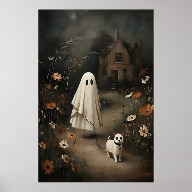 Poster Cachorro Fantasma Caminhando à Noite – Óleo Conto  (Frente)