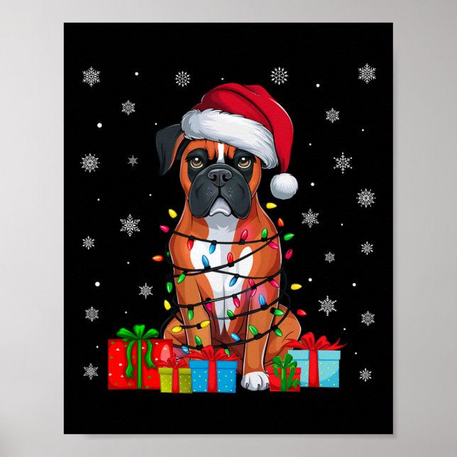 Poster Cachorro Feio Xmas Luz Santa Hat Cachorro (Frente)