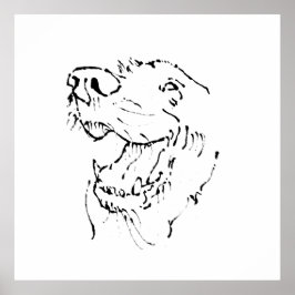 Poster Cachorro Feliz da Raça Golden Retriever, Ilustraçã