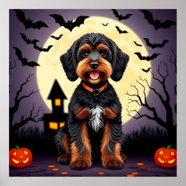 Poster Cachorro Feliz no Tema de Halloween