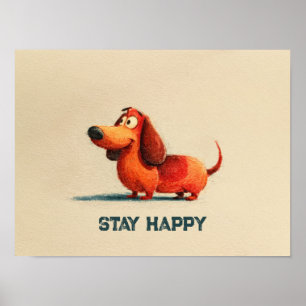 Poster Cachorro Feliz Tay – Arte de Citação Positiva Fofa