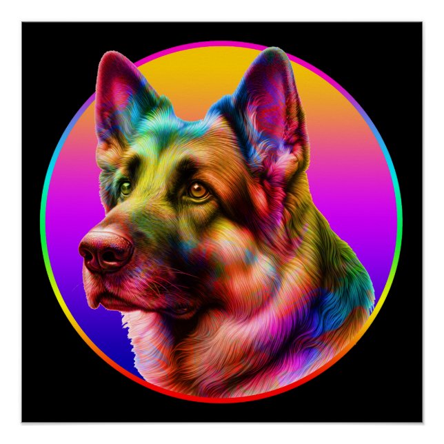 PÓSTER CACHORRO FOFO ARCO-ÍRIS COLORIDO (Frente)