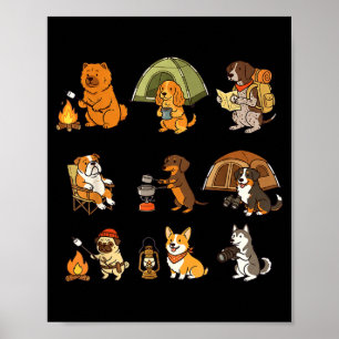 Poster Cachorro fofo aventura de acampamento desenho anim