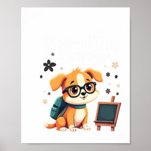 Poster Cachorro Fofo Com Mochila De Volta à Sala de Aula